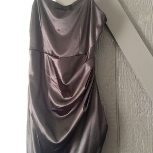 Emerald Sundae Gray Ruched One Shoulder Sheath Dress
